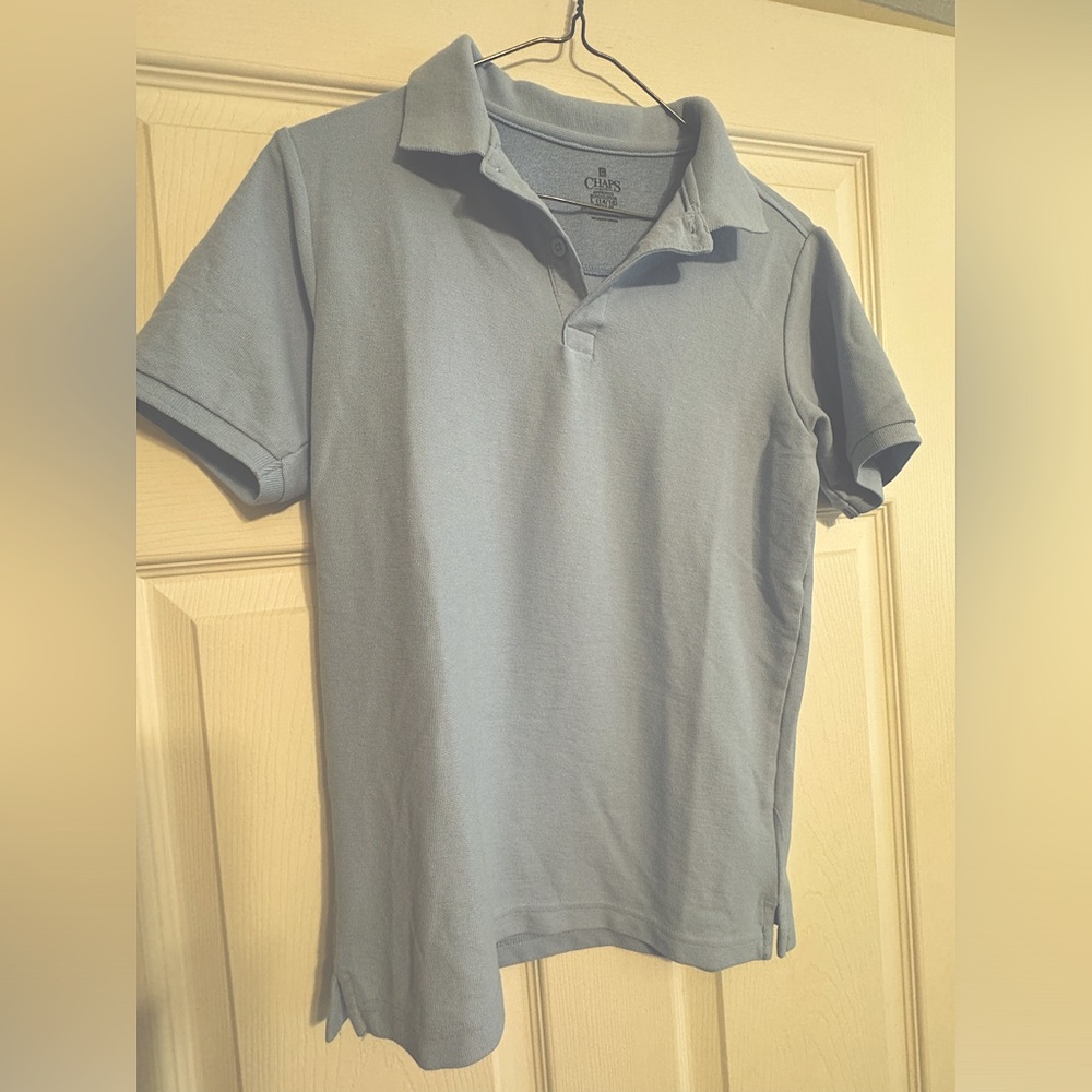 Two uniform light blue polos 1 LS, 1 SH size 16